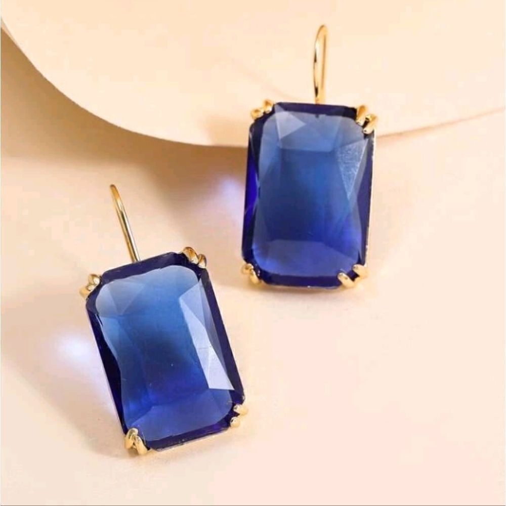 Gold & Blue Drop Earrings